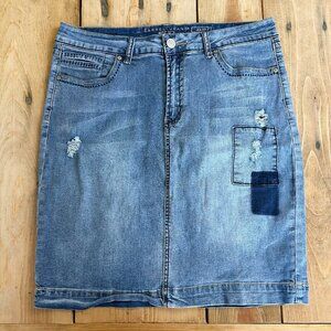 Carreli Jeans Jen Fit Women's Western‎ Distressed Jean Skirt 10